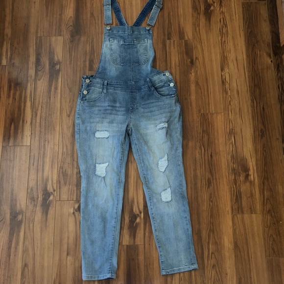Wallflower distressed jean bib overalls size L - Picture 2 of 11